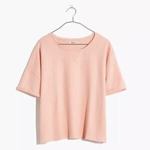 Madewell Marled Pink Oversized Boxi Fit Sweatshirt Tee Size XS NWT Short Sleeve